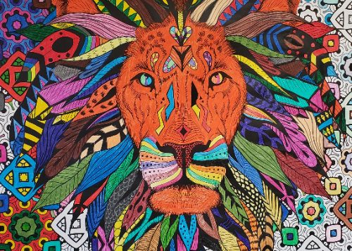 Colorful lion's head poster