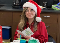 Project SEARCH intern making cards
