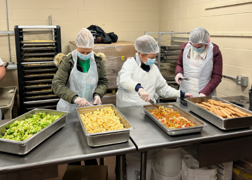 Westview volunteers preparing food
