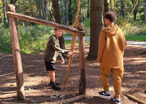 Two students on the trail
