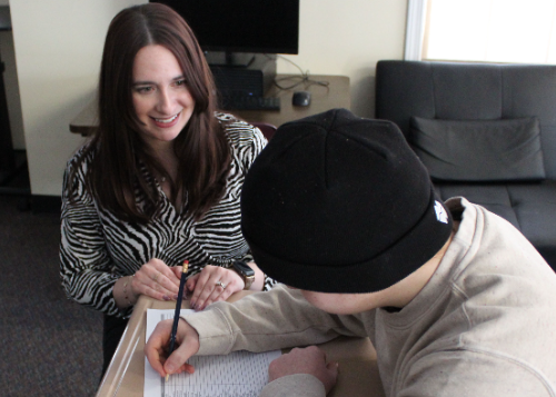 Prevention counselor Lauren Hedeen with a WA student
