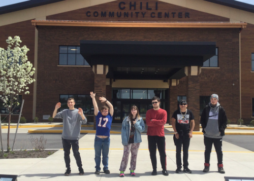 Six students in front of the Chili Community Center