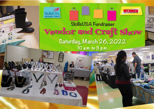 a collage of images of items for sale and at the last SkillsUSA vendor and craft show