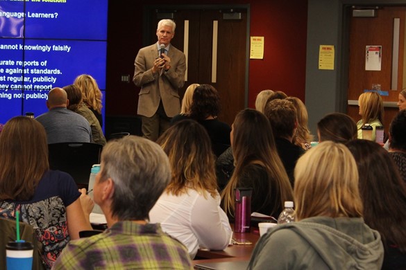 Nationally-known speaker Rick Wormeli works the crowd. 