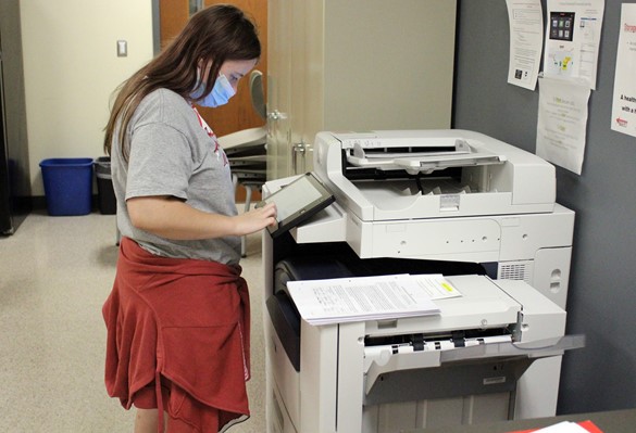 Student using a printer