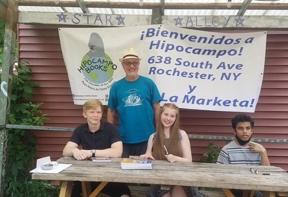 Students at book signing 