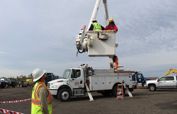 CTE Construction students working outside 