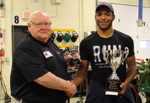 CTE student receiving award