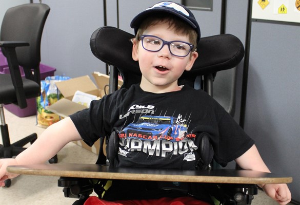 ESY student wearing a NASCAR t-shirt on Sports Day