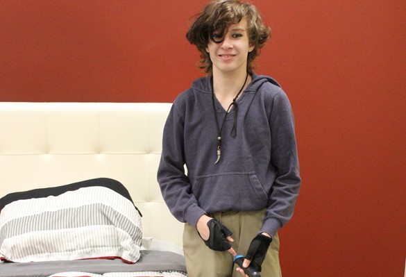 Student working in the career training workshop