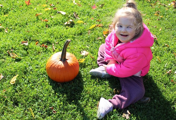 Student with pumpkin