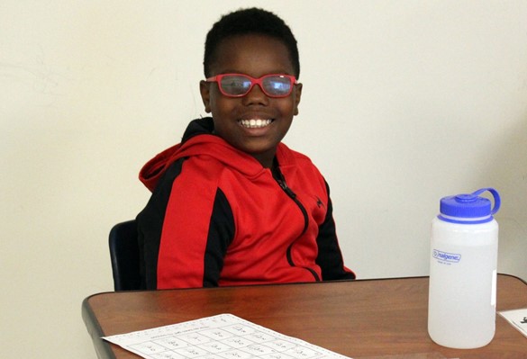 Student with red sunglasses at Ridgecrest Academy