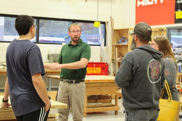 CTE Carpentry class with visitors