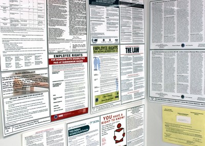 Wall displaying Labor Law posters
