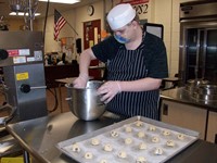 A student making cookies